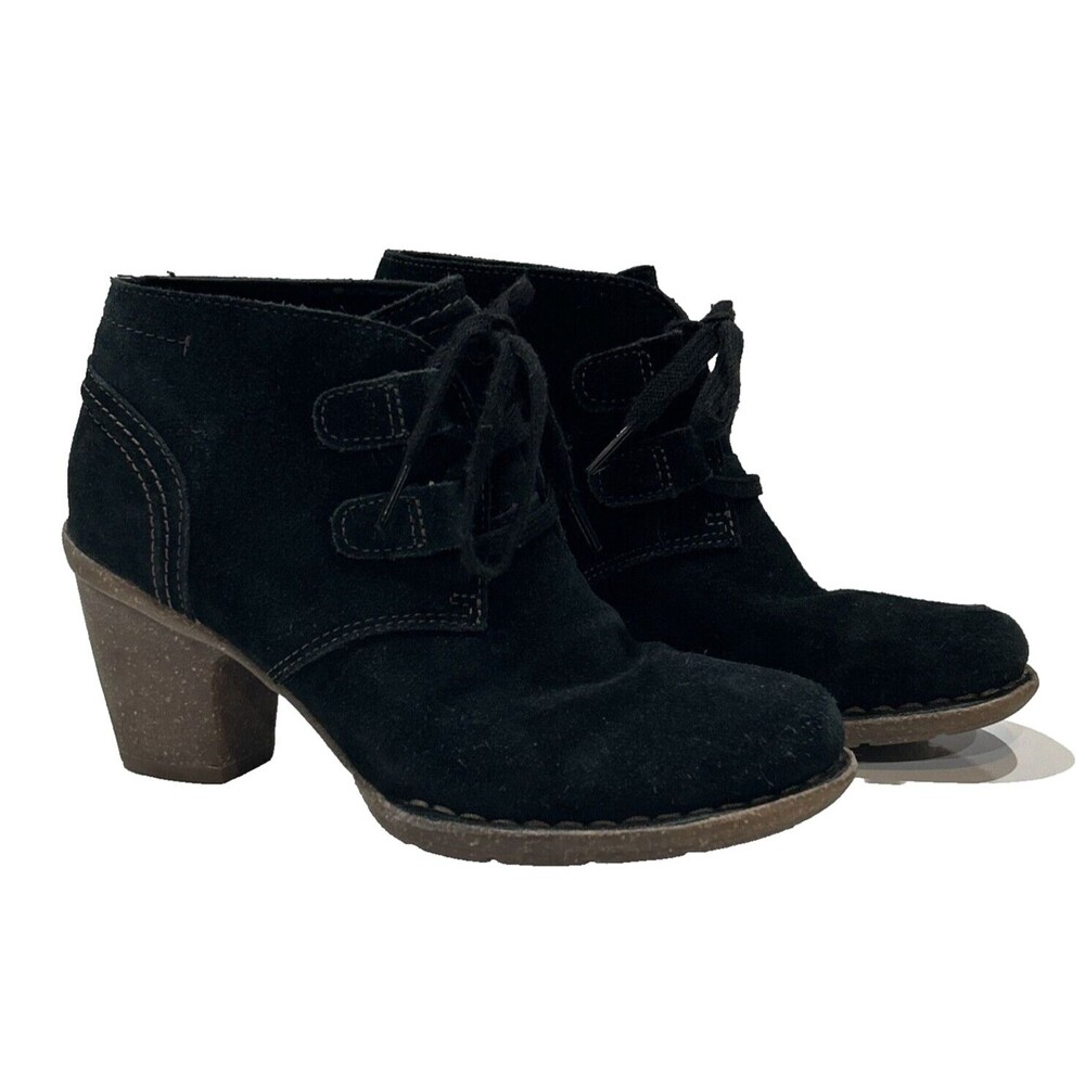 Unstructured by Clarks Comfort Sole Ankle Booties Black Suede Lace Up Women's 7